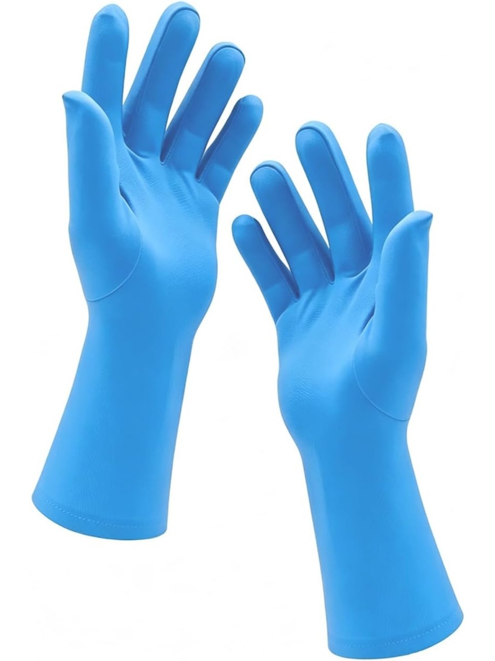 Unisex Sea Blue Wrist Length Stretchy Spandex Costume Banquet Wedding Gloves